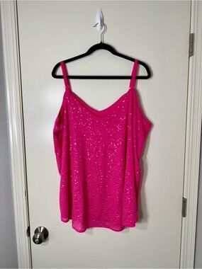 Torrid Sequin Hot Pink Spaghetti-Strap Camisole Plus Size 2X